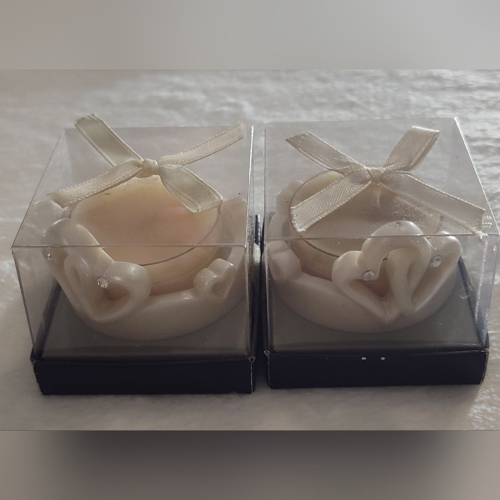 Heart-Shaped Candle Holders with Ribbons
